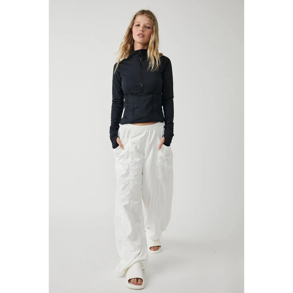 Free People Movement Off the Record Pants L Wide Leg White Utility Y2K Parachute - Picture 5 of 16